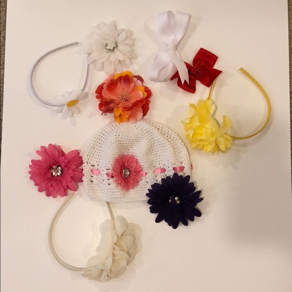10 GIRL HAIR BOWS HEADBAND FLOWER girl